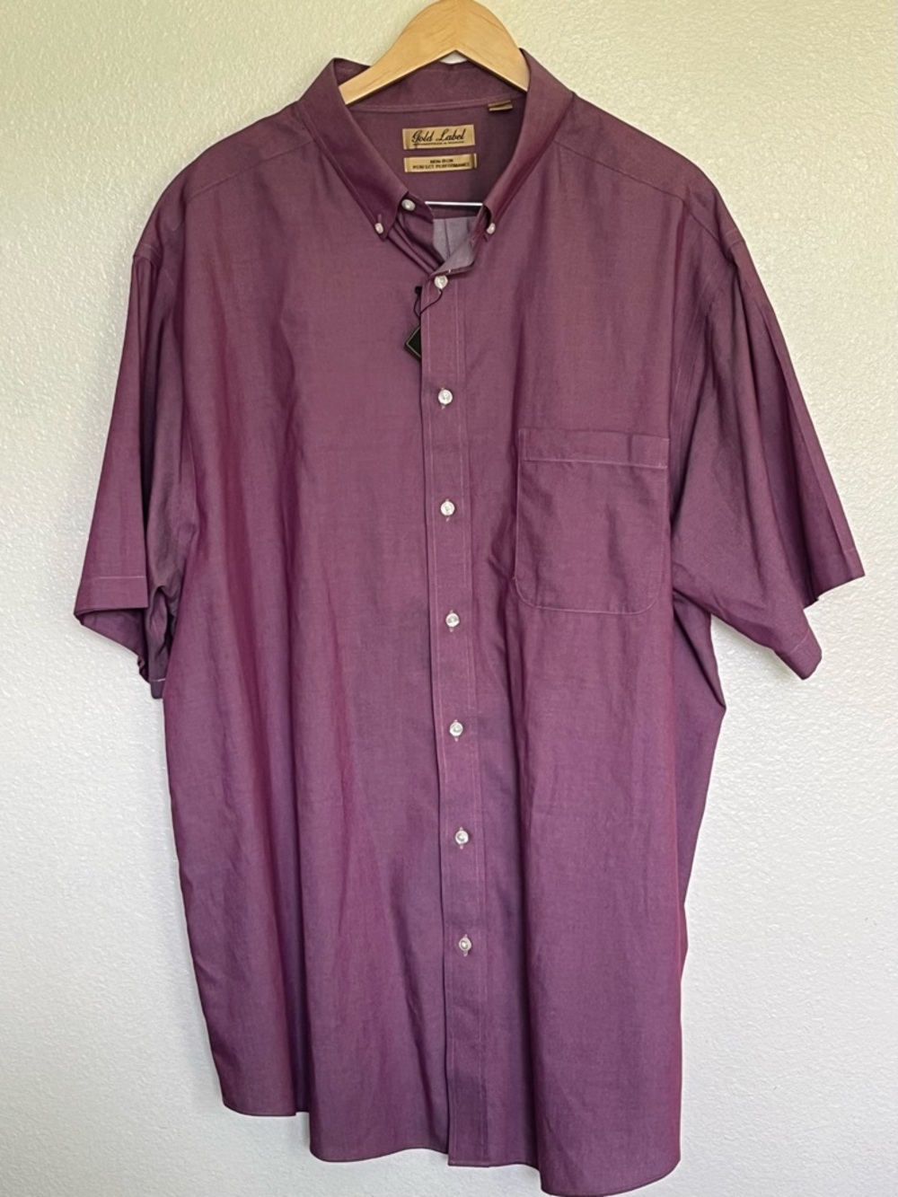 Gold Label Roundtree & Yorke Men’s   Purple Button-Down Short Sleeve Shirt 3XT